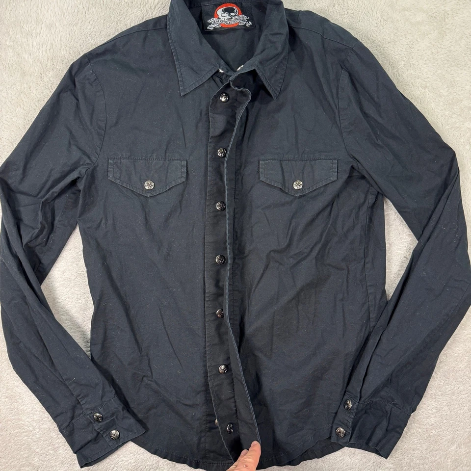 LIP SERVICE Black Long Sleeve Western Style Snap Button Shirt Men's Medium EUC - Image 3 of 4