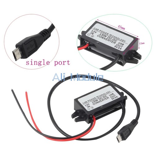 Modulo convertitore DC/DC 12 V a 5 V 3A con adattatore di alimentazione uscita micro USB - Foto 3 di 6