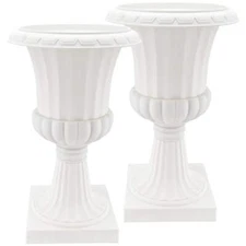Arcadia Garden Products Urn Planter 10|" x 16.5" x 10" Plastic White (2-Pack)