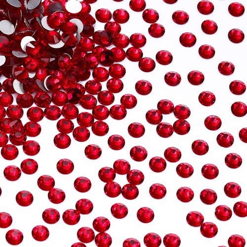 Siam Glass Flatback Rhinestone Glitter Red Glue On Crystal Diamond for Nail Art - Picture 8 of 26