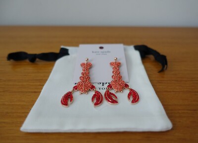 KATE SPADE LOVE LOBSTER STATEMENT EARRINGS, NWT