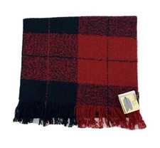 NWT The Accessories Collective Black Red Fringe Plaid Blanket Scarf NEW