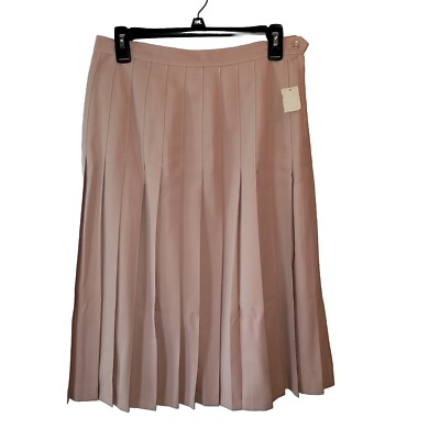 Fodera Doublelure Pleated Pink Skirt Lined Midi Polyester Zippered Waist Size 12