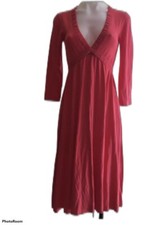 J Crew Size XS V-Neck Women Knee 3/4 Sleeves Empire Waist Red Dress Cotton 