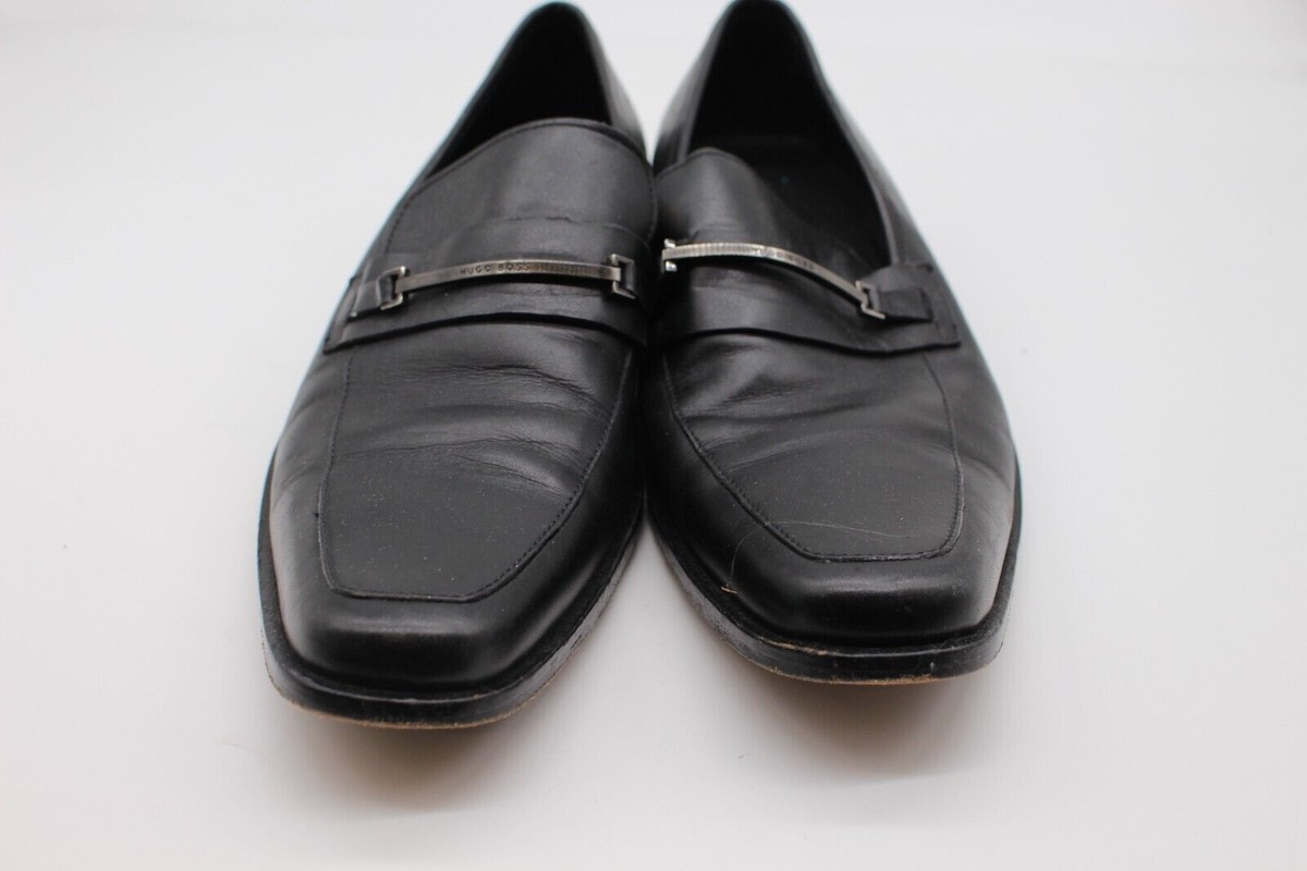Hugo BOSS black Leather Men\'s Slip-On Loafers size 10 BOSS - Dressletic slip-on penny loafers in leather - Black main image 3