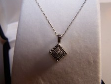 NEW KOHL'S DESIGNER 1/10CTTW STERLING SILVER DIAMOND FRAME PENDANT  CHAIN
