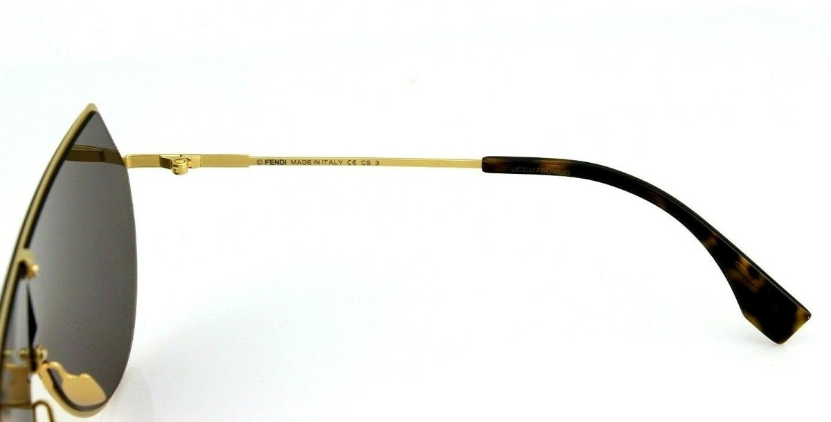 RARE Genuine FENDI EYELINE Gold Mirror Aviator Shield RARE Genuine FENDI EYELINE Gold Mirror Aviator Shield