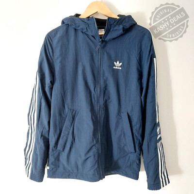 Adidas Lock Up Reversible Polar Fleece Track Hoodie Jacket XS  Blue|Black UK