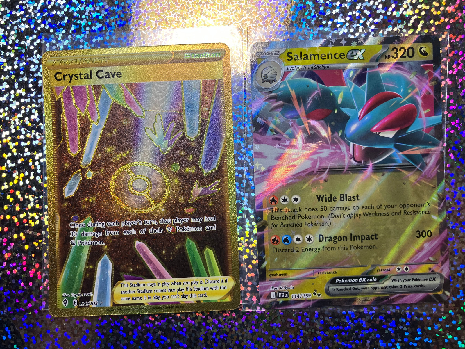 Pokemon TCG: Secret Rare 230/203 Crystal Cave; 114/159 Salamence ex