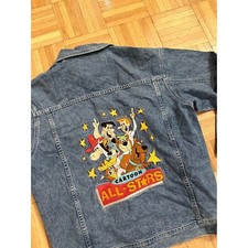 Vintage Warner Bros 1996 Cartoon All-Stars Denim Jean Jacket Kid XL Womens Small
