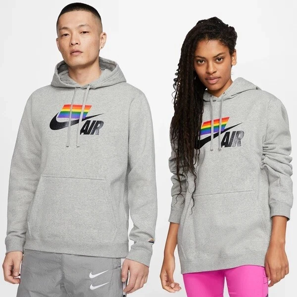 Nike Be True Pride Rainbow Flag Hoodie Pullover Gray Multi Size LGBTQ CZ7820-063