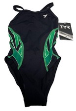 TYR Womens BLACK GREEN Diamond Fit Back Swimsuit Size 22 NEW TAGS NWT