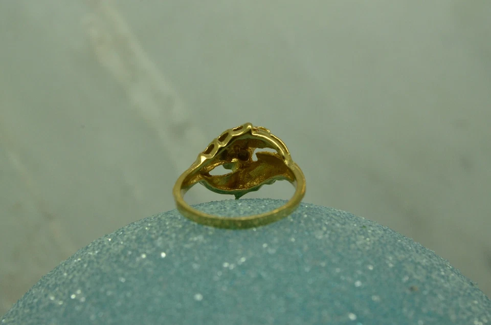 Anillo solitario circonita cúbica púrpura claro redondo oro amarillo 14K talla 6 Foto 4 de 4
