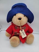 Eden Paddington Bear 15" Stuffed Plush Soft Toy Blue Hat Red Coat Wood Toggles