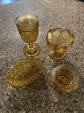Vintage Amber Fostoria Glassware Top Hat Goblet Candy Dish Compote Bowl 4 Pieces