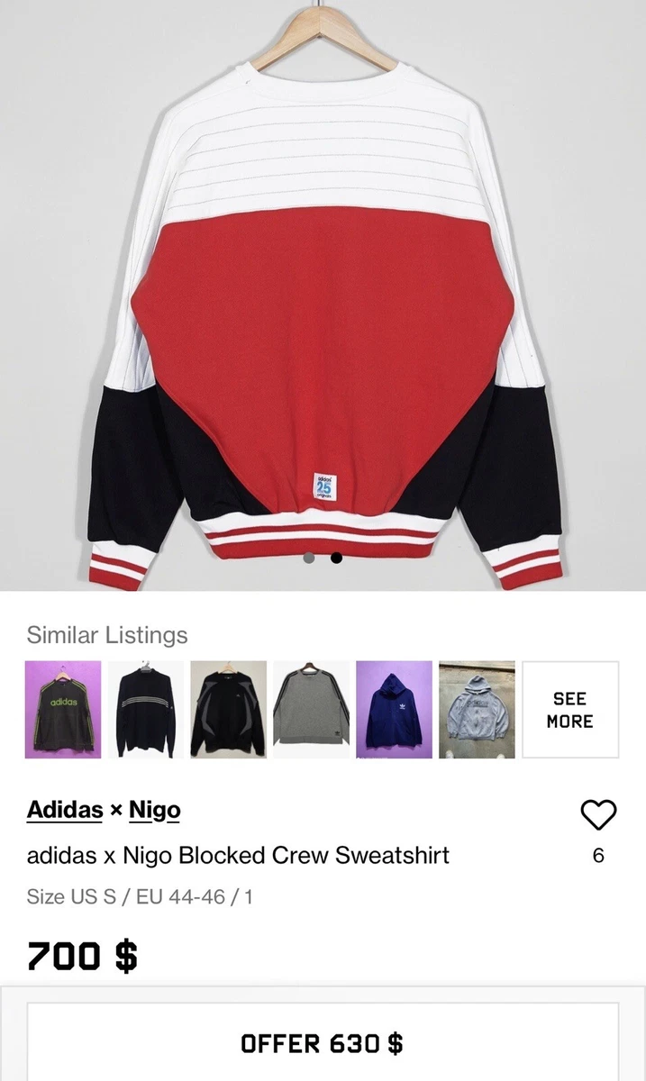 RARE ADIDAS x NIGO 25 Originals Retro Blocked Crew Jumper Top Swestshirt SZ XS-S