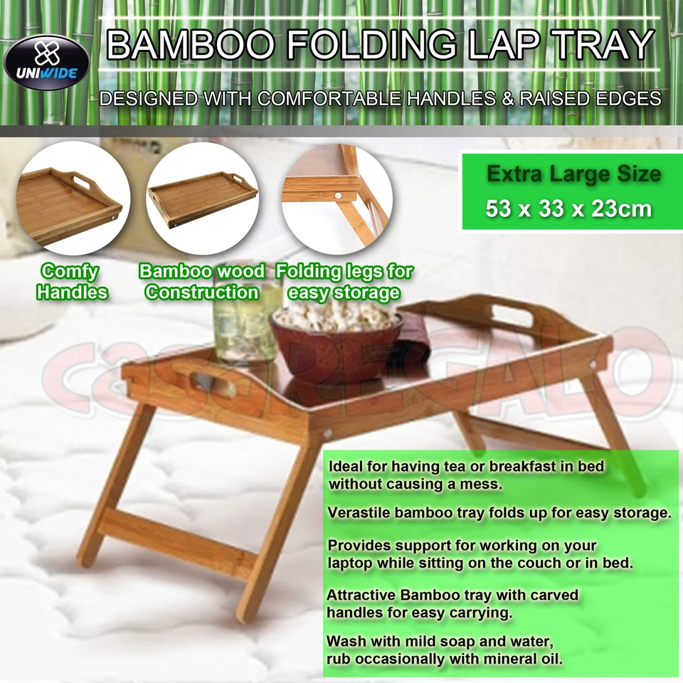 Wooden Bamboo Folding Tray BAMBOO FOLD UP LAP TRAY Tea Coffee Table Breakfast - image 2 of 4