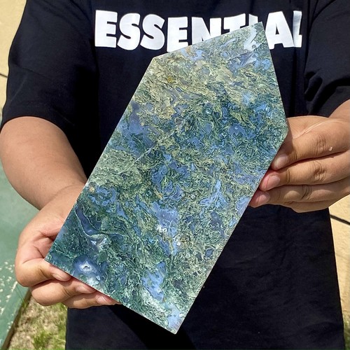 3.47LB Natural water grass agate wide column Obelisk quartz crystal sample colum - 第 3/12 張圖片