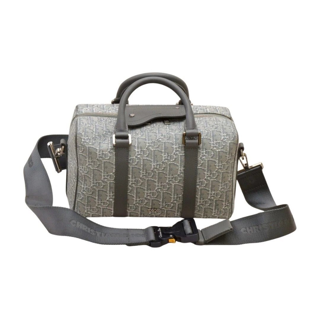 Sac à main Dior Oblique Rango 26 toile et cuir 2 voies gris argent quincaillerie