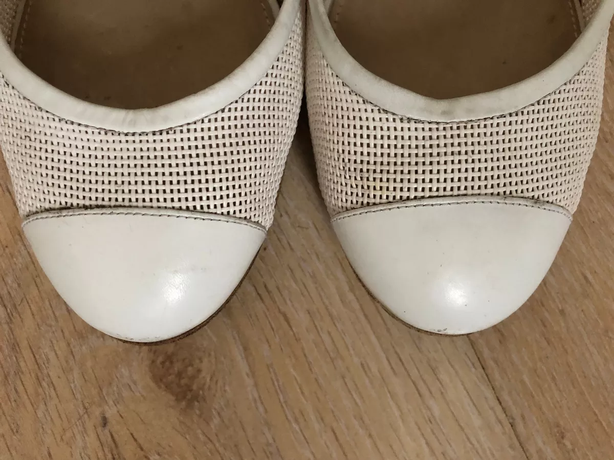 JIL SANDER White Perforated Leather Ballerina Flats Size 39EU\8US