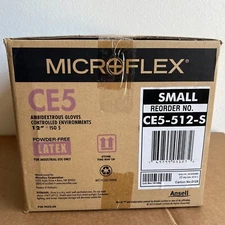 Ansell Microflex CE5-512-S Ambidextrous Latex Gloves ISO5 Size S 1000/box