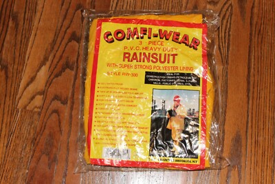 COMFI-WEAR 3-Pcs PVC Heavy Duty Rainsuit Waterproof With Polyester Size: 4XL