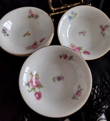 Vintage Fein Bayreuth Sophienthal Garden Fruit Bowl 7pc Set 1945-1969 Germany