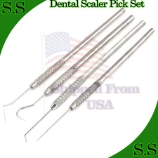 Dental Scaler Probes Pick Set Stainless Steel Tools ( 4 Pcs Set ) PR-381