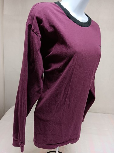 T-shirt manica lunga ROSA by Victorias Secret media nera viola logo davanti dietro - Foto 5 di 14
