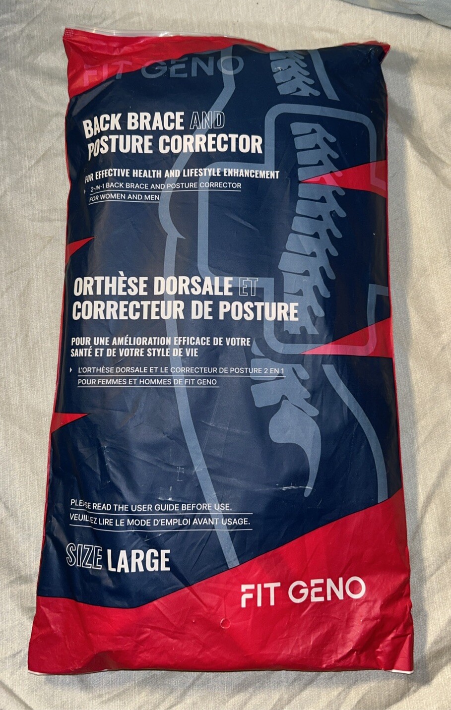 Fit Geno Back Brace Posture Corrector- New  - Large Pink