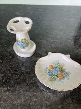 I.W. Rice Co. Inc Soap Dish Toothbrush Holder Set Made In Japan Hand Painted