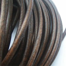 3Meters 5mm Round Dark Brown Genuine Real Soft Leather Cord Fine Jewelry String