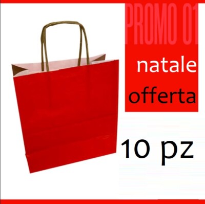 10pz Borse shopper GRANDE carta Natale Buste sacchetti Natalizi