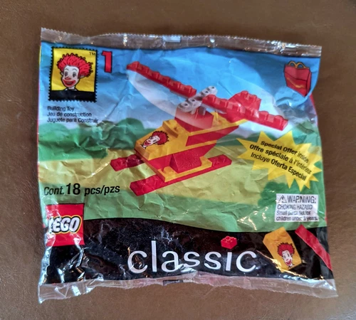 Vintage Retired McDonalds Happy Meal Lego Classic Helicopter #1 MINT Sealed RARE