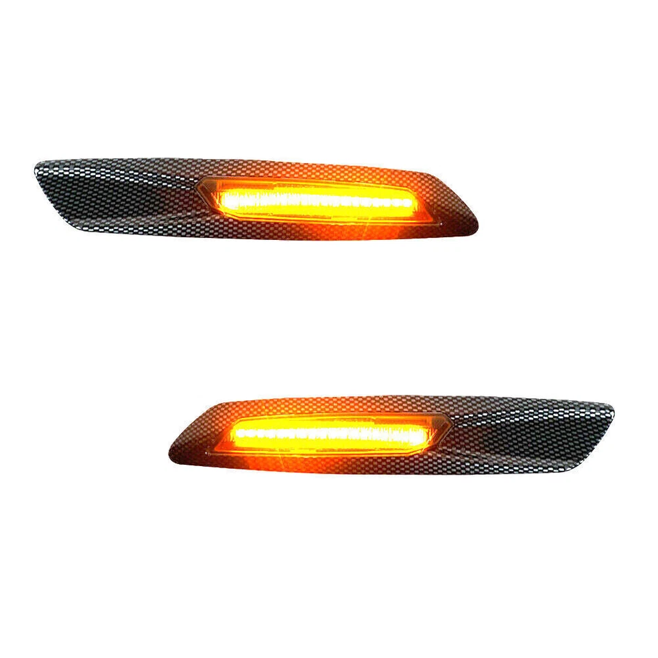 Luces de señalización delanteras LED ámbar de fibra de carbono para BMW 128i 328i 335i 525i 530i Foto 2 de 4
