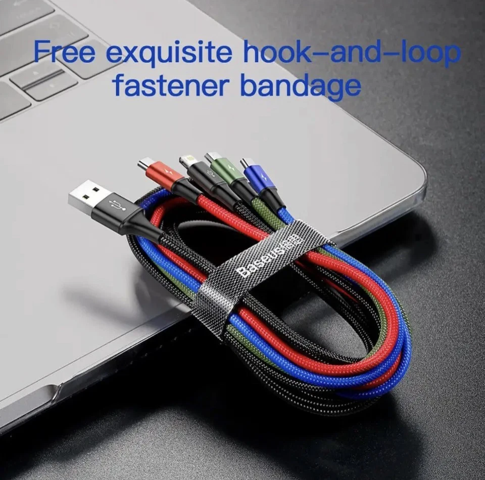 Baseus 4 in 1 New USB Charging Cable Fast Charger Cord For iPhone/Type C/Micro. - Image 3 of 3