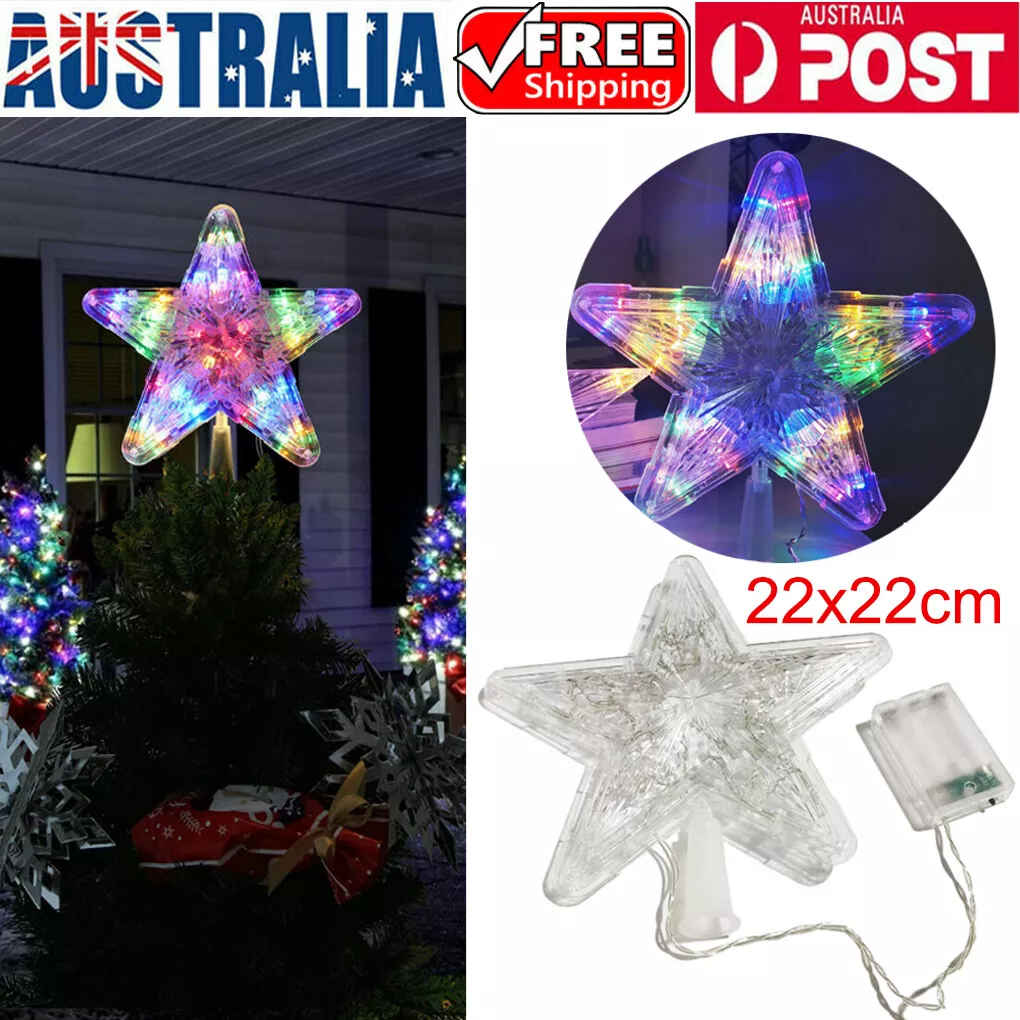 22CM 30LED Star Light Christmas Tree Topper Lights Party Xmas