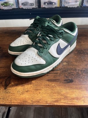 Nike Dunk Low Green White Navy Colorblock Rubber Low Top Men's Athletic Sneakers