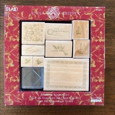 Anna Griffin Christmas Rubber Stamp Set W/ Ink Pad UNUSED