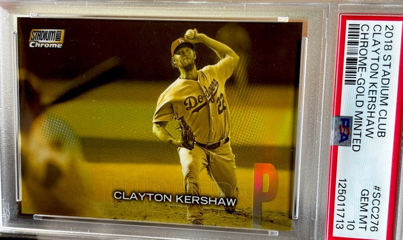 2018 Stadium Club Clayton Kershaw Chrome - GOLD Minted PSA - 10