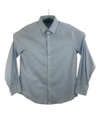 Calvin Klein Steel Mens 17 34/35 Slim Fit Stretch Blue Check Dress Shirt