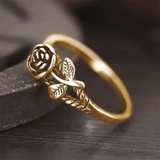 Women Romantic Silver Plated Flower Rings Wedding Anniversary Jewelry Size 5-12