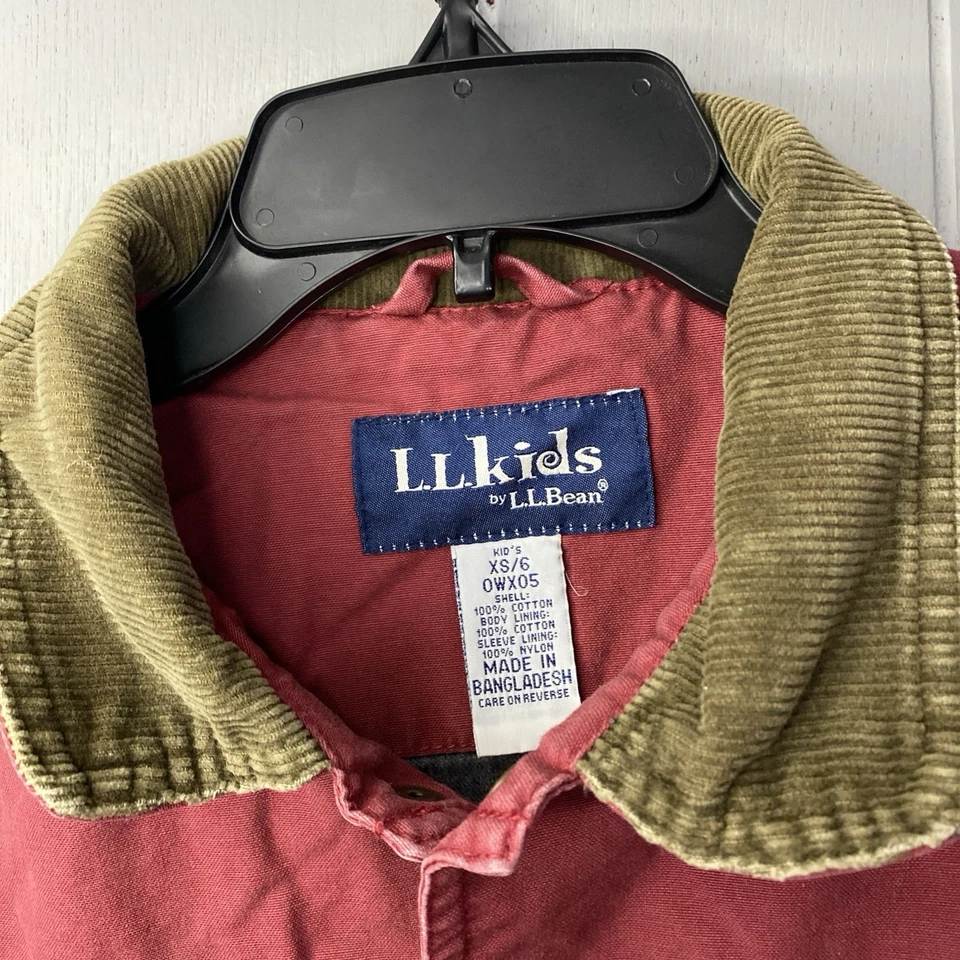 Años 90 L.L. Chaqueta cuello caqui Bean Kids de lona para tareas de granero talla XSmall Boys 6 Fade Foto 2 de 4