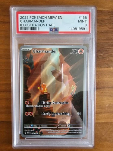 🔥🦎PSA 9 MINT Charmander 168/165 Pokemon Scarlet & Violet 151 Illustration Rare