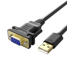 IQlionco 12FT USB to RS232 Adapter with FT232RL USB-Female DB9, Black