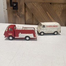 Vintage 1970s Tonka Mini Red Fire Truck and Ambulance Made in USA