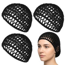 4 Pcs Hair Nets for Sleeping Crochet Mesh Wrap Caps for Silk Press Protection Ad