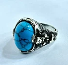 Premium 925 Silver Ring - Natural Turquoise Gemstone - 8g - Size 9 US