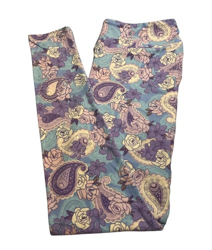LuLaRoe Leggings TC Tall Curvy PAISLEY Pastel Rose Floral Comfy Comfy Soft Knit