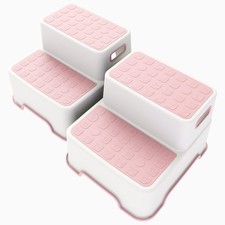2 Pack Toddler Step Stool For Bathroom Sink Kids Potty Training Two Step Pink